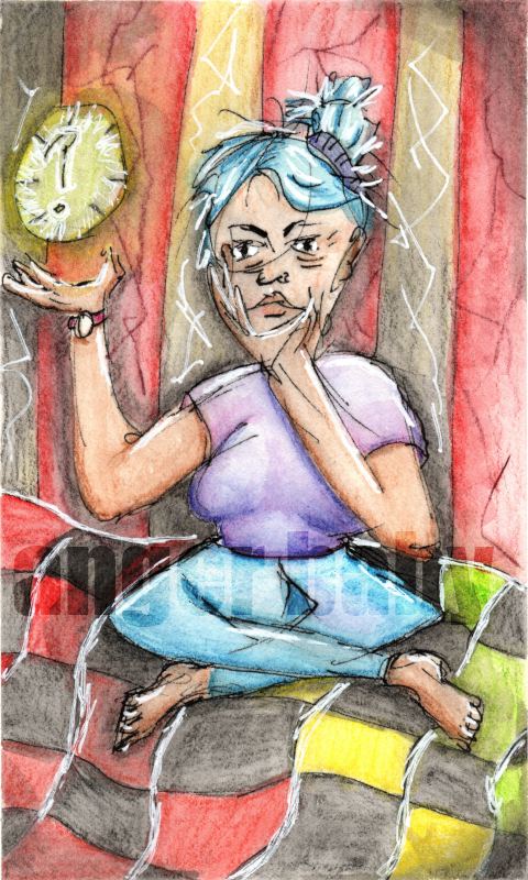 A loose sketchy self portrait of me sitting in a crossed legged position