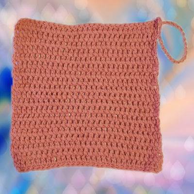 Crochet dishcloth made of pink cotton